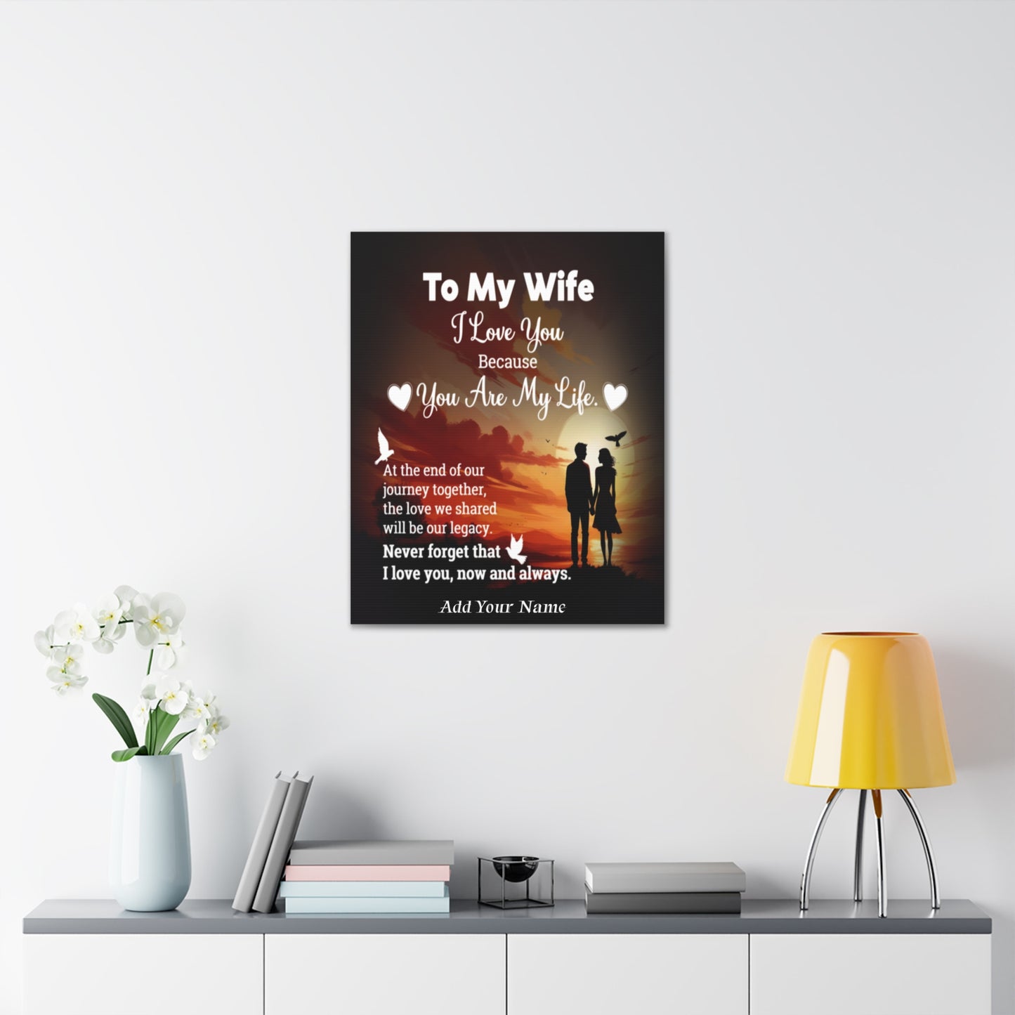 Personalized To My Wife Sunset Romance Canvas Wall Art - Heartfelt Gift of Love & Legacy
