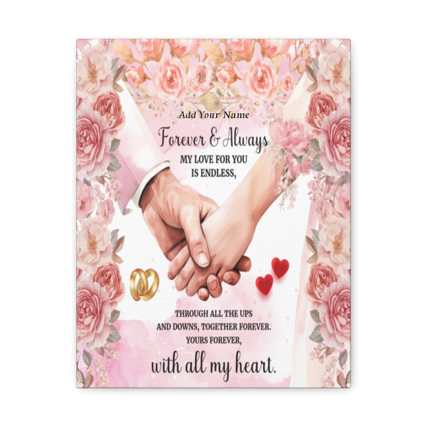 Personalized To My Wife Forever & Always Floral Canvas Wall Art – Romantic Wedding & Anniversary Gift
