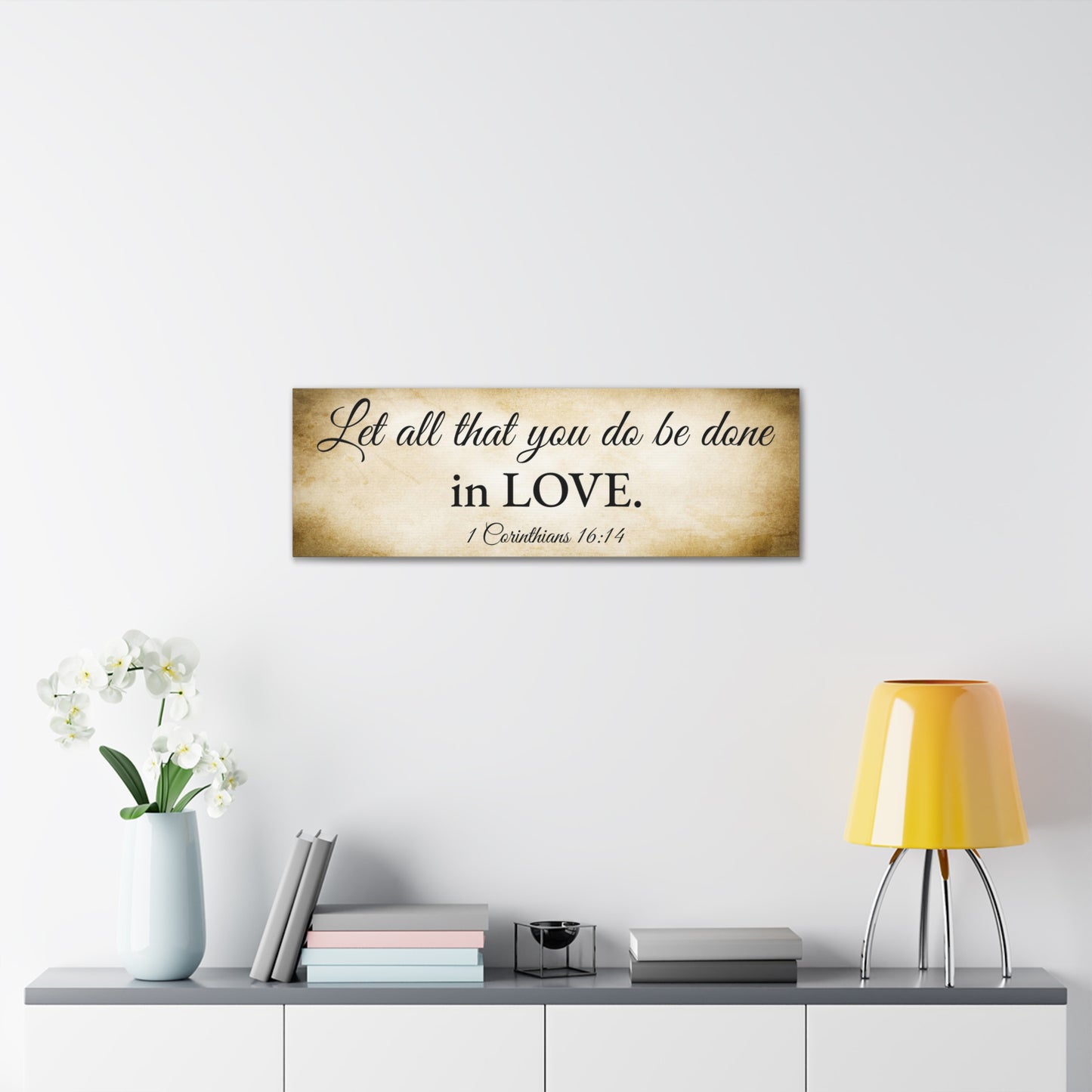 1 Corinthians 16:14 Gold Bible Verse Canvas Christian Wall Art Ready to Hang Unframed