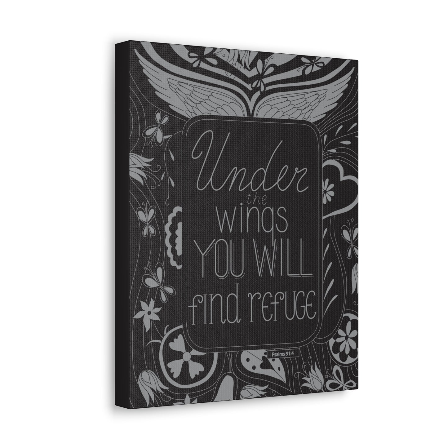 You Will Find Refuge Psalm 91:4 Bible Verse Canvas Christian Wall Art Ready to Hang
