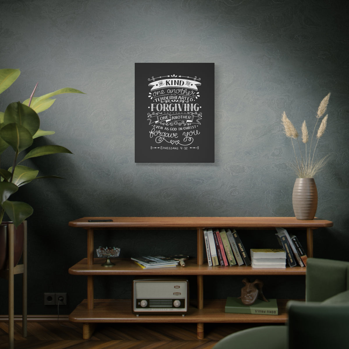 Scripture Canvas Tenderhearted Black Ephesians 4:32 Christian Wall Art Bible Verse Print Ready to Hang