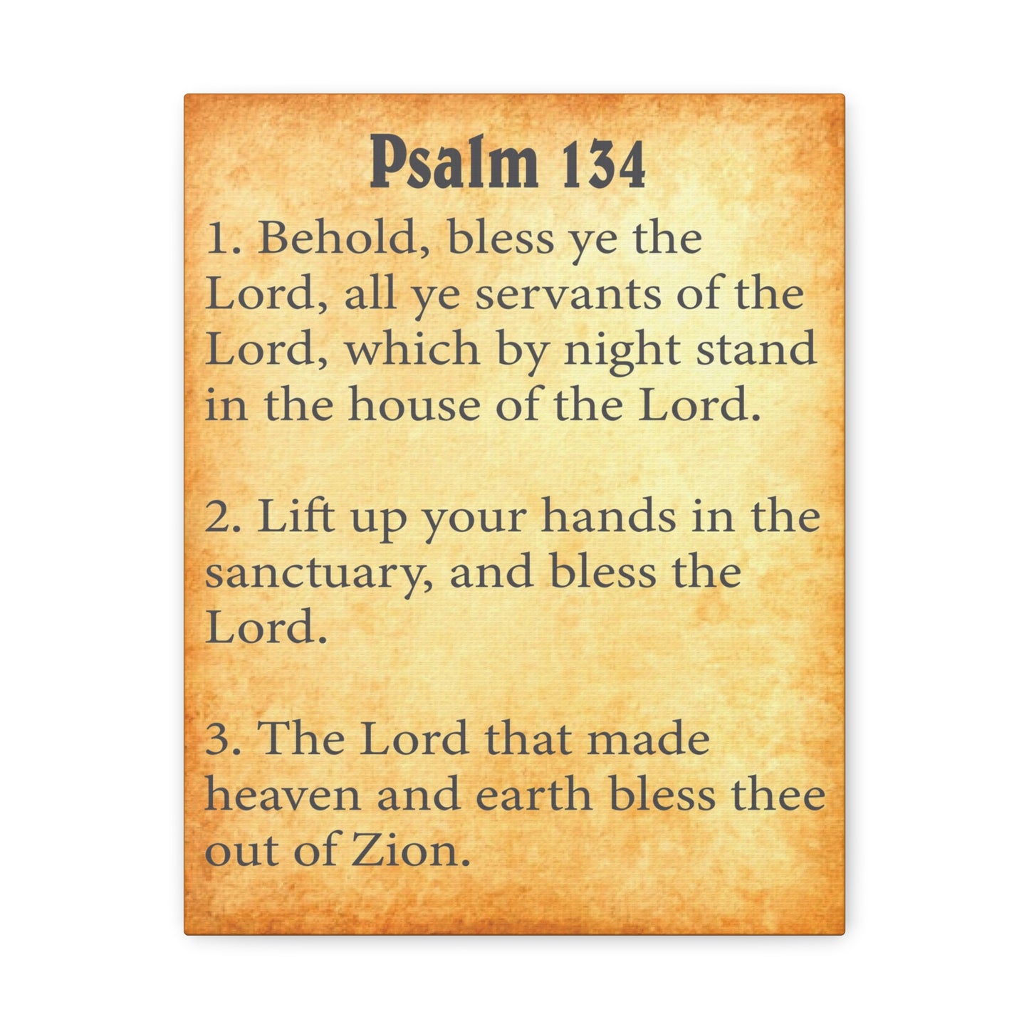 Psalm 134 Gold Bible Chapter Canvas Christian Wall Art Ready to Hang