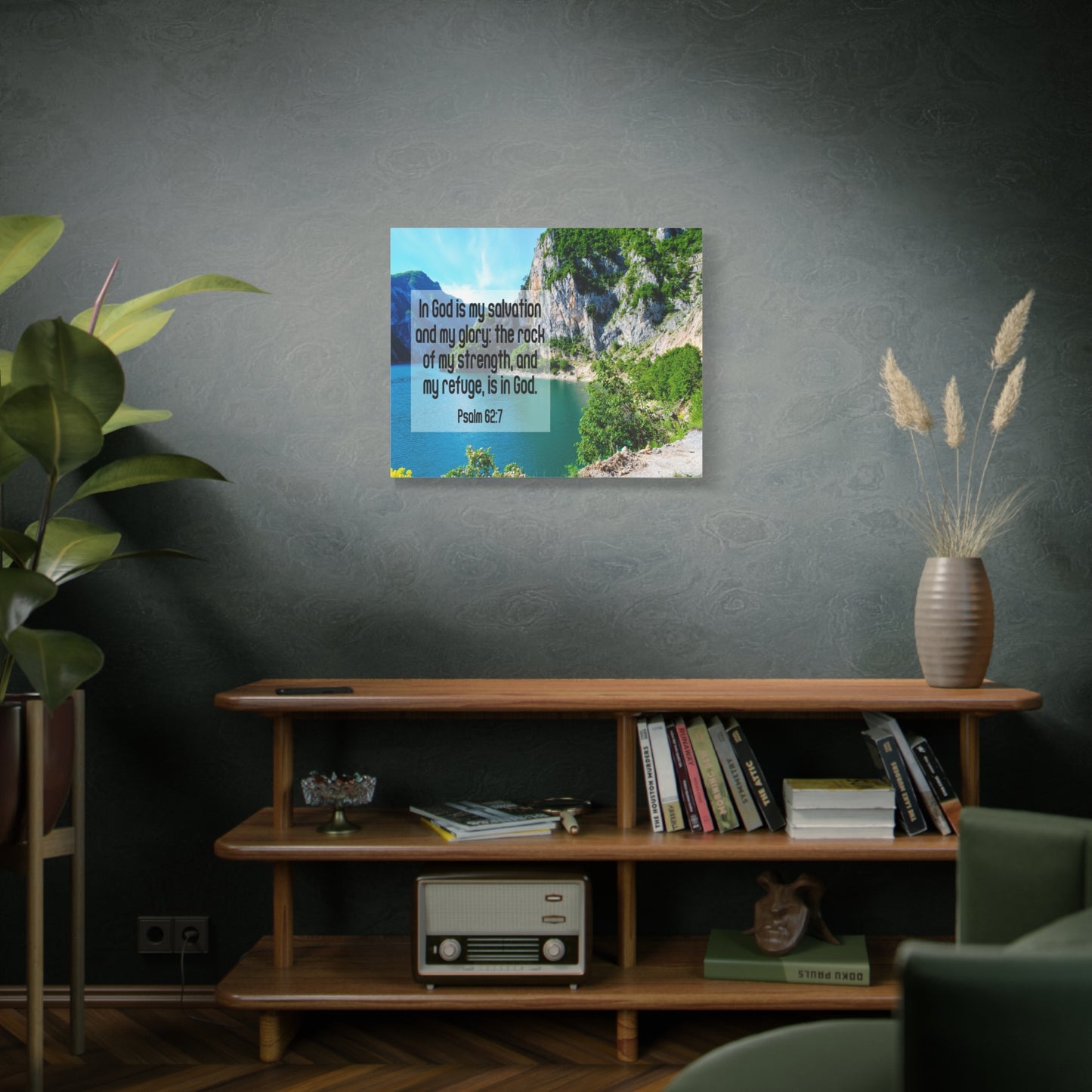 Scripture Canvas In God is My Salvation Psalm 62:7 Christian Wall Art Bible Verse Print Ready to Hang