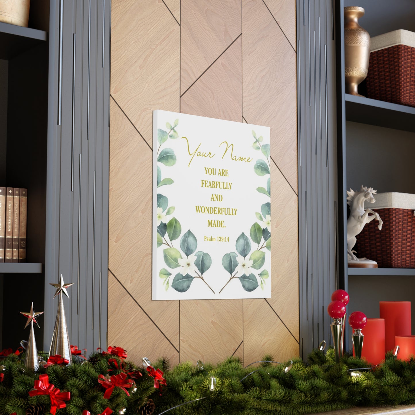 Personalized Psalm 139:14 Bible Verse Canvas Christian Wall Art Ready to Hang