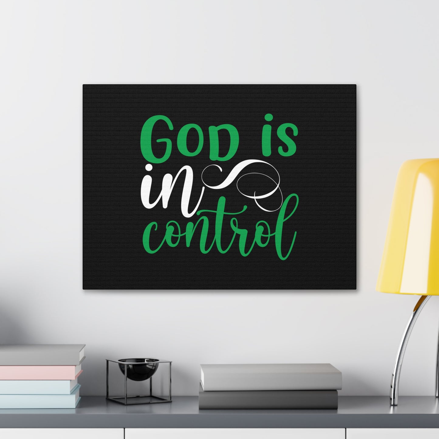 God Is In Control Psalm 27:1 Green Christian Wall Art Bible Verse Print Ready to Hang