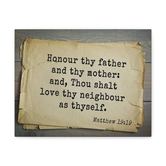 Thou Shalt Love Matthew 19:19 Bible Verse Canvas Christian Wall Art Bible Verse Print Ready To Hang