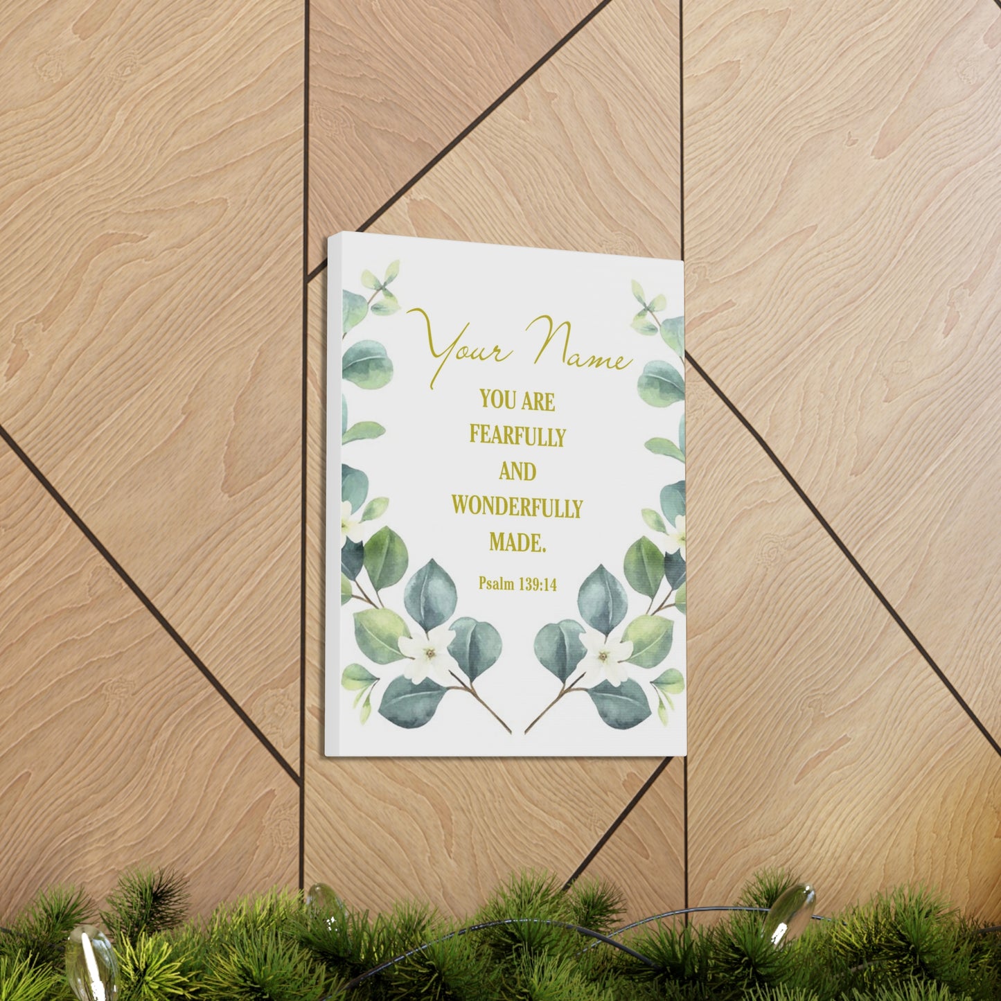 Personalized Psalm 139:14 Bible Verse Canvas Christian Wall Art Ready to Hang