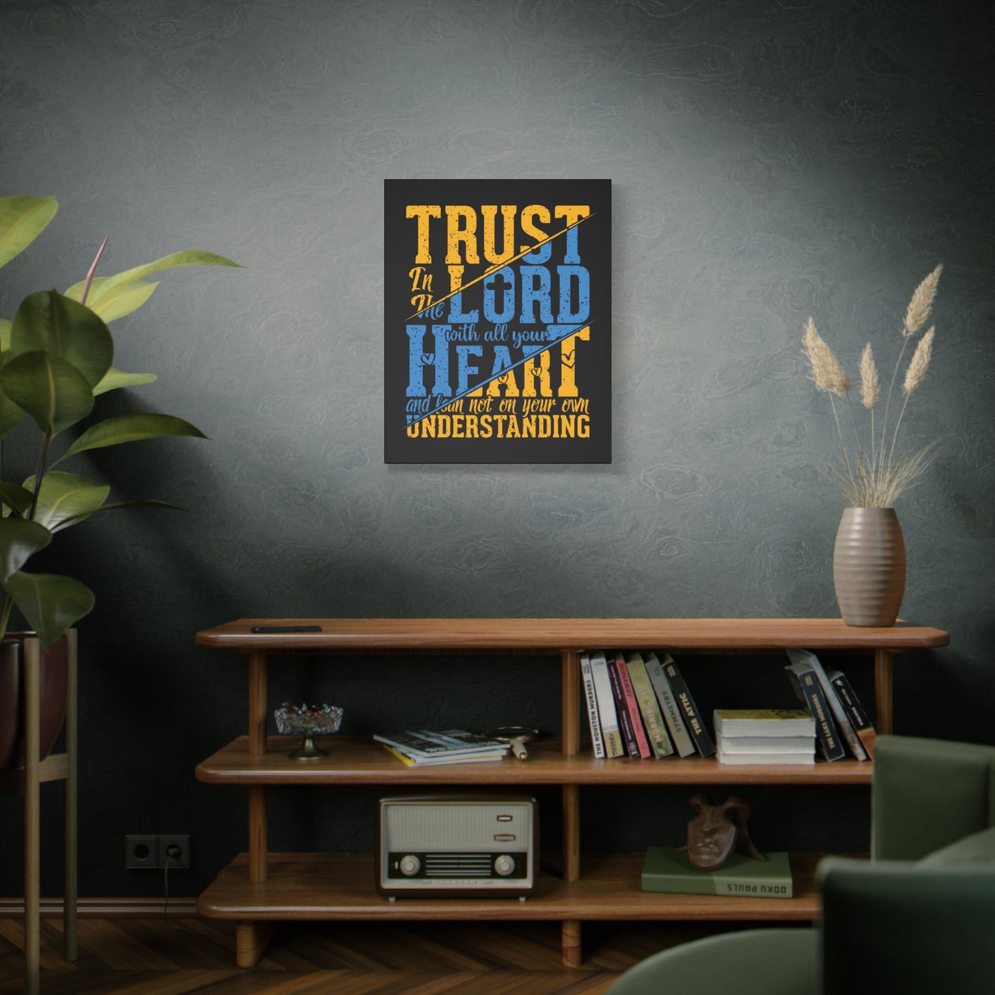 Scripture Canvas All Your Heart Psalm 23:4 Christian Wall Art Bible Verse Print Ready to Hang