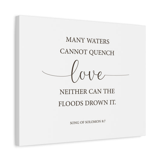 Scripture Canvas Love Song Of Solomon 8:7 Christian Wall Art Bible Verse Print Ready to Hang