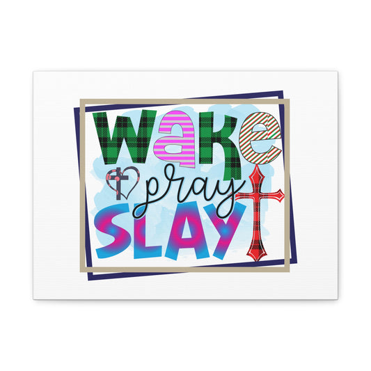 Wake, Pray, Slay Luke 21:36 Square Christian Wall Art Bible Verse Print Ready to Hang
