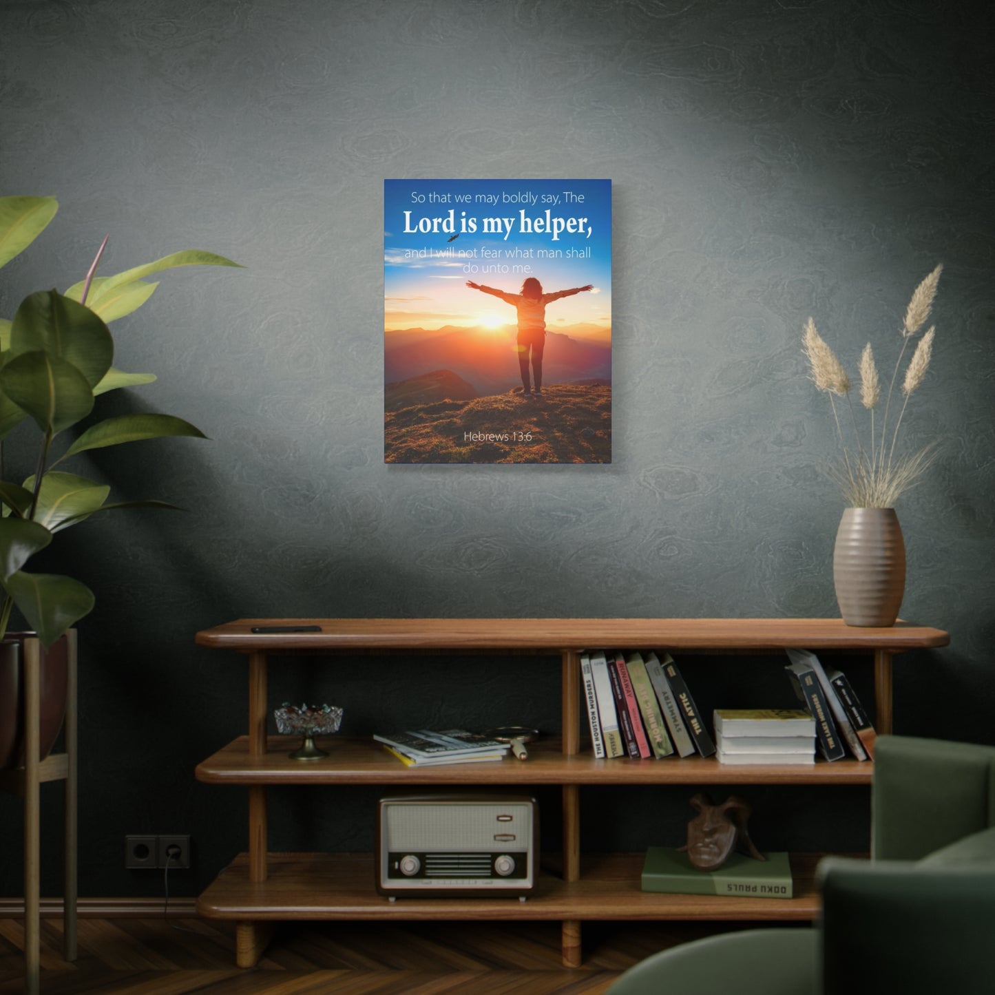 Scripture Walls Lord is My Helper Hebrews 13:6 Bible Verse Canvas Christian Wall Art Ready to Hang Unframed
