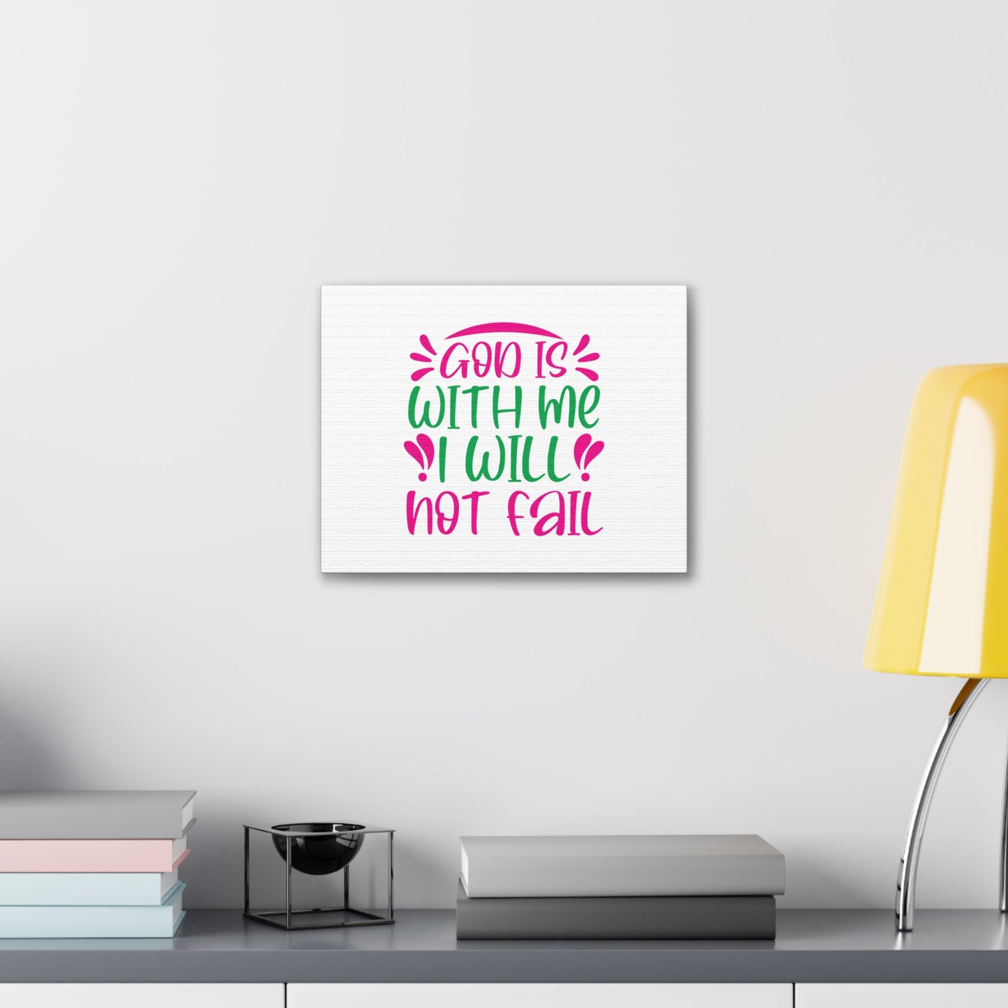 God Is With Me, I Will Not Fail Psalm 46:5 Christian Wall Art Bible Verse Print Ready to Hang