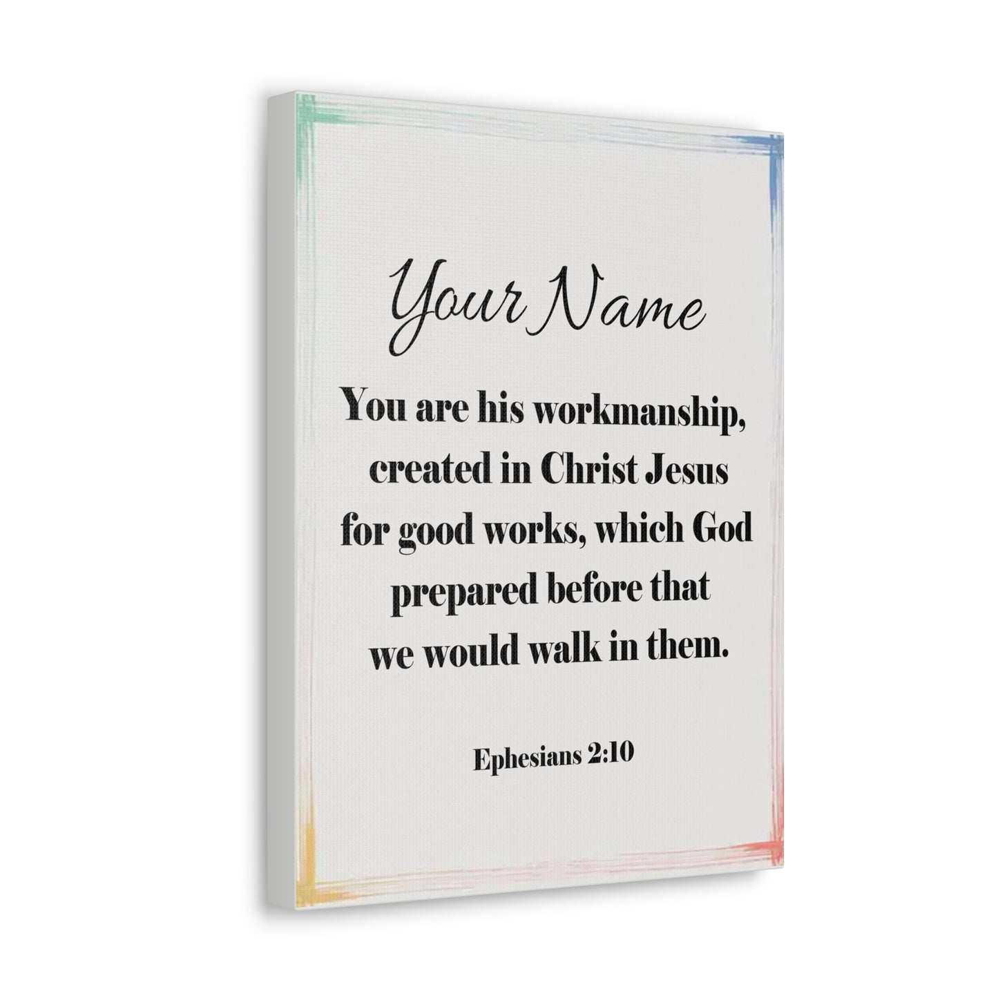 Personalized Ephesians 2:10 Bible Chapter Canvas Christian Wall Art Ready to Hang