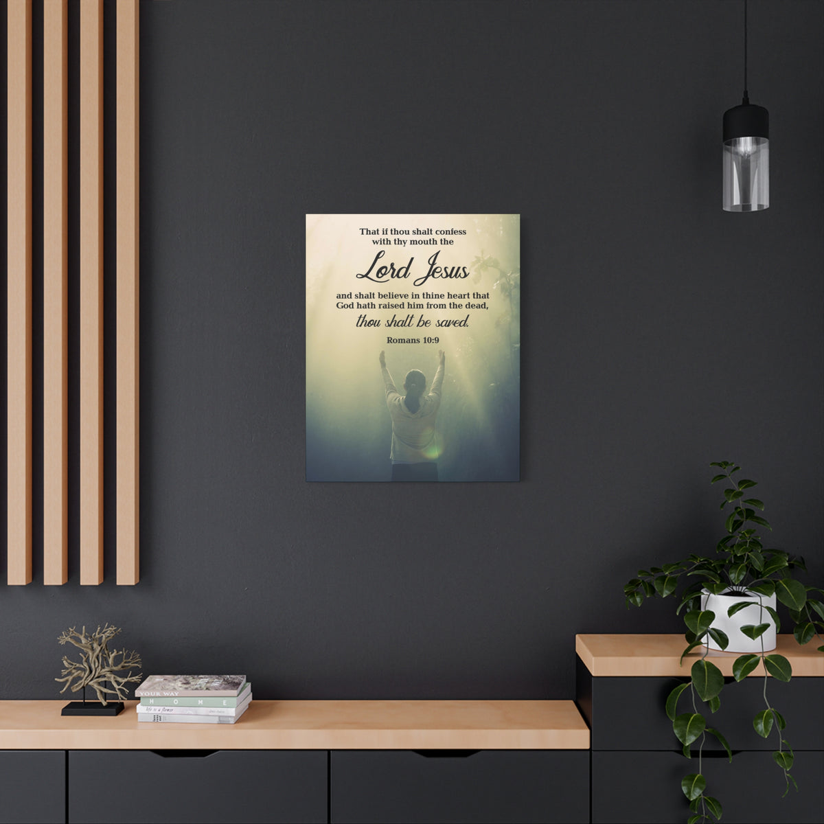 Scripture Canvas Confess With Your Mouth Romans 10:9 Christian Wall Art Bible Verse Print Ready to Hang