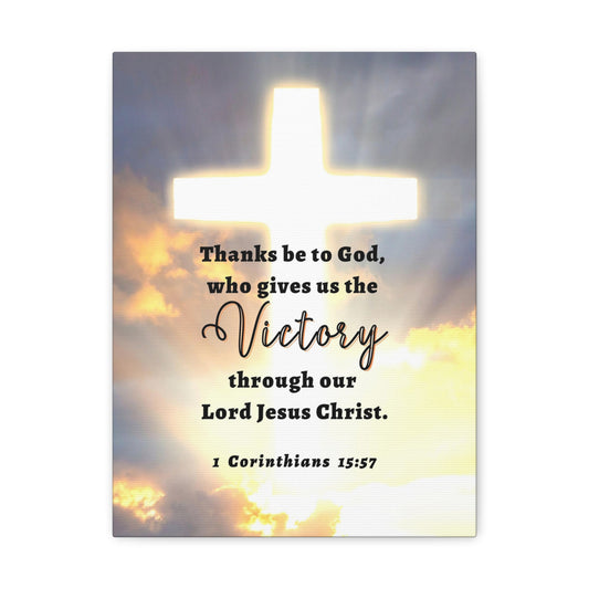 Victory In Christ 1 Corinthians 15:57 Bible Verse Canvas Christian Wall Art Ready to Hang
