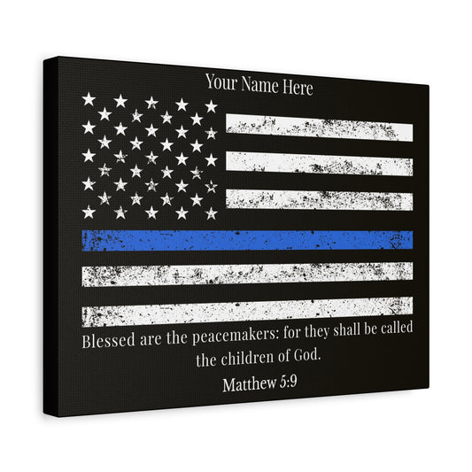 Scripture Walls Personalized Matthew 5:9 Police Officer Badge Bible Canvas Christian Wall Art Ready to Hang Unframed