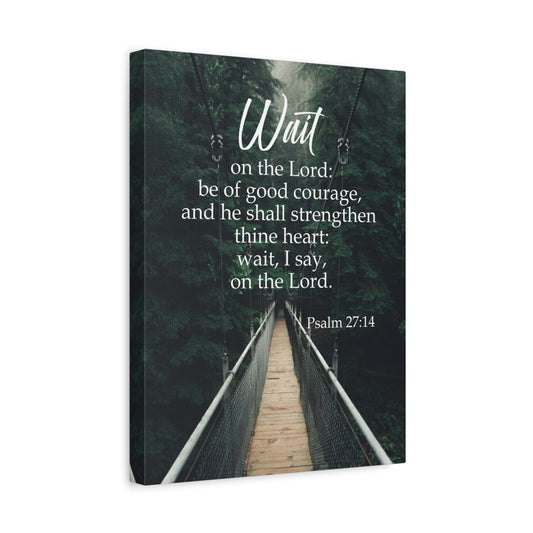 Bible Verse Canvas Wait on the Lord Psalm 27:14 Wall Art Christian Home Decor