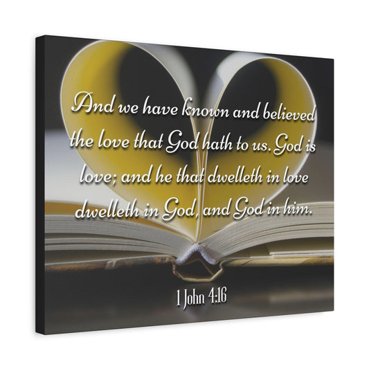 Scripture Canvas God Is Love 1 John 4:16 Christian Wall Art Bible Verse Print Ready to Hang