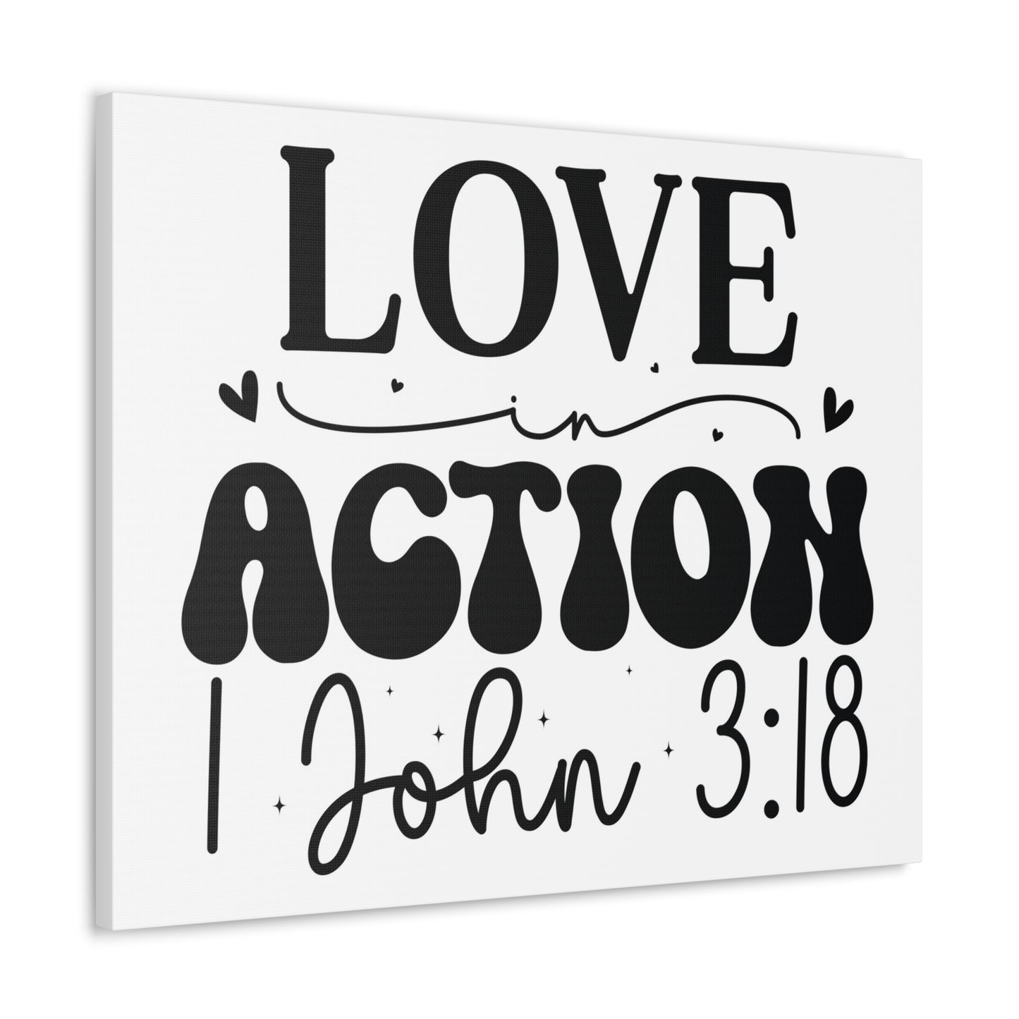 1 John 3:18 His Love in Action Bible Verse Canvas Christian Wall Art Ready to Hang Unframed