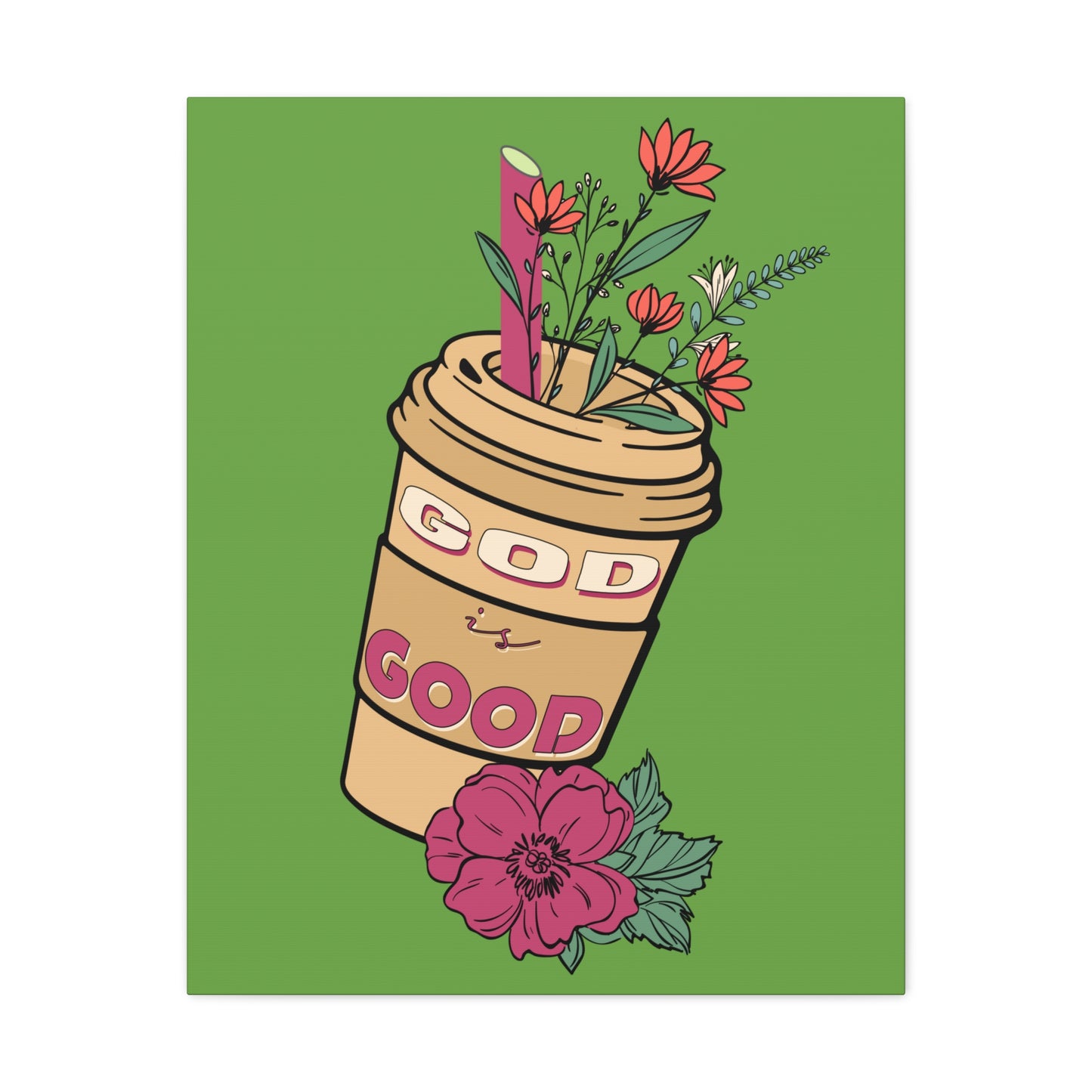 God Is Good Psalm 100:5 Flower Cup Christian Wall Art Bible Verse Print Ready to Hang