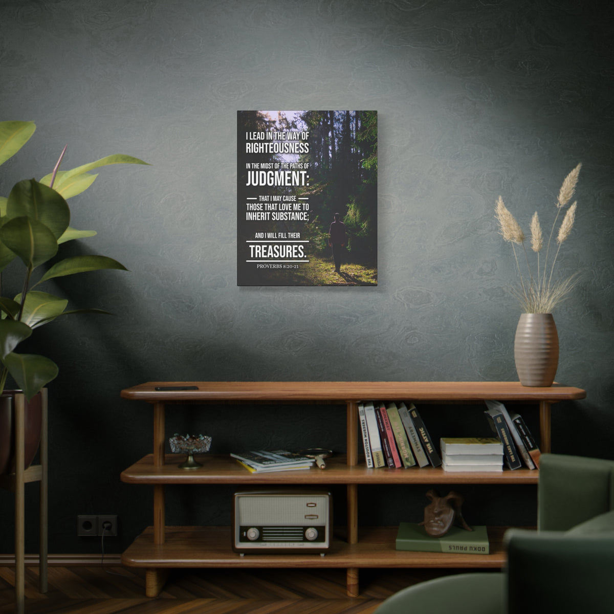 Scripture Canvas Paths of Judgment Proverbs 8:20-2 Christian Wall Art Bible Verse Print Ready to Hang