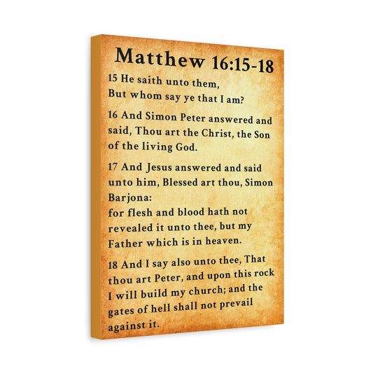 Scripture Walls Matthew 16:15-18 KJV Bible Verse Canvas Christian Wall Art Ready to Hang Unframed