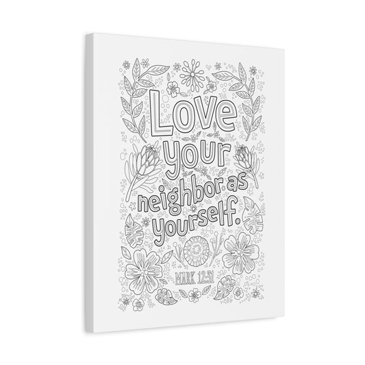 Scripture Canvas Love Your Neighbor Mark 12:31 Christian Wall Art Bible Verse Print Ready to Hang