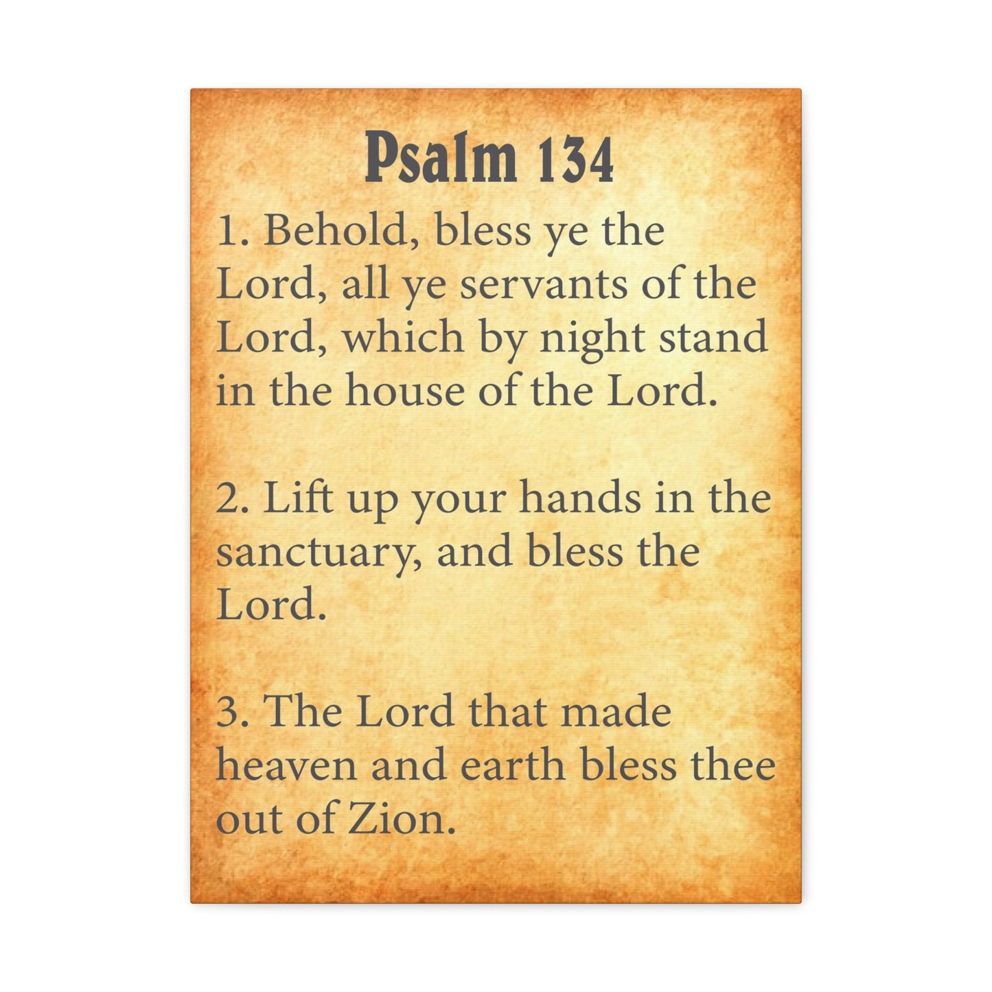 Psalm 134 Gold Bible Chapter Canvas Christian Wall Art Ready to Hang