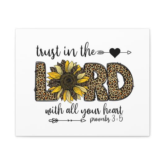 Scripture Canvas Trust In The Lord Leopard Proverbs 3:5 Christian Wall Art Bible Verse Print Ready to Hang