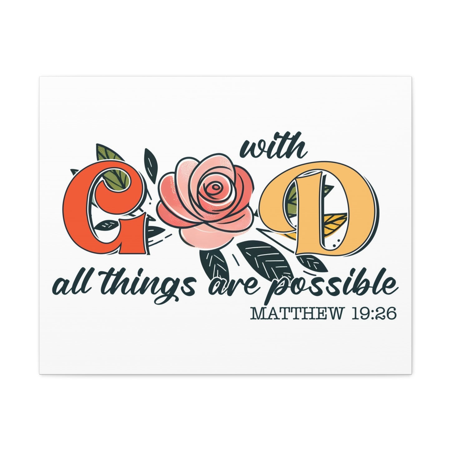 Matthew 19:26 All Things are Possible Bible Verse Canvas Christian Wall Art Ready to Hang Unframed