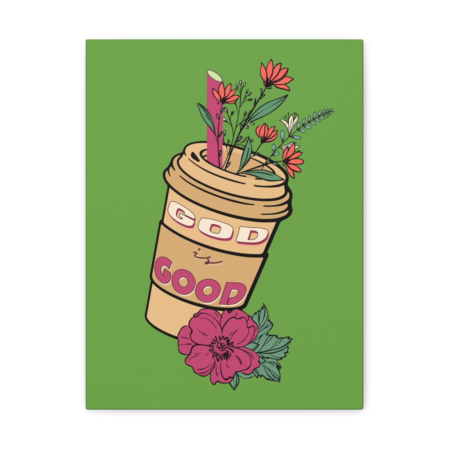 God Is Good Psalm 100:5 Flower Cup Christian Wall Art Bible Verse Print Ready to Hang