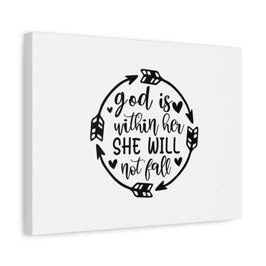 Scripture Canvas God Is Within Her She Will Not Fall Psalm 46:5 Christian Wall Art Bible Verse Print Ready to Hang