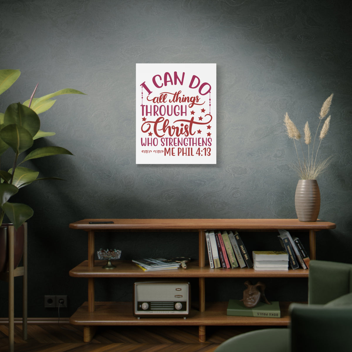 Scripture Canvas Christ Who Strengthens Philippians 4:13 Christian Wall Art Bible Verse Print Ready