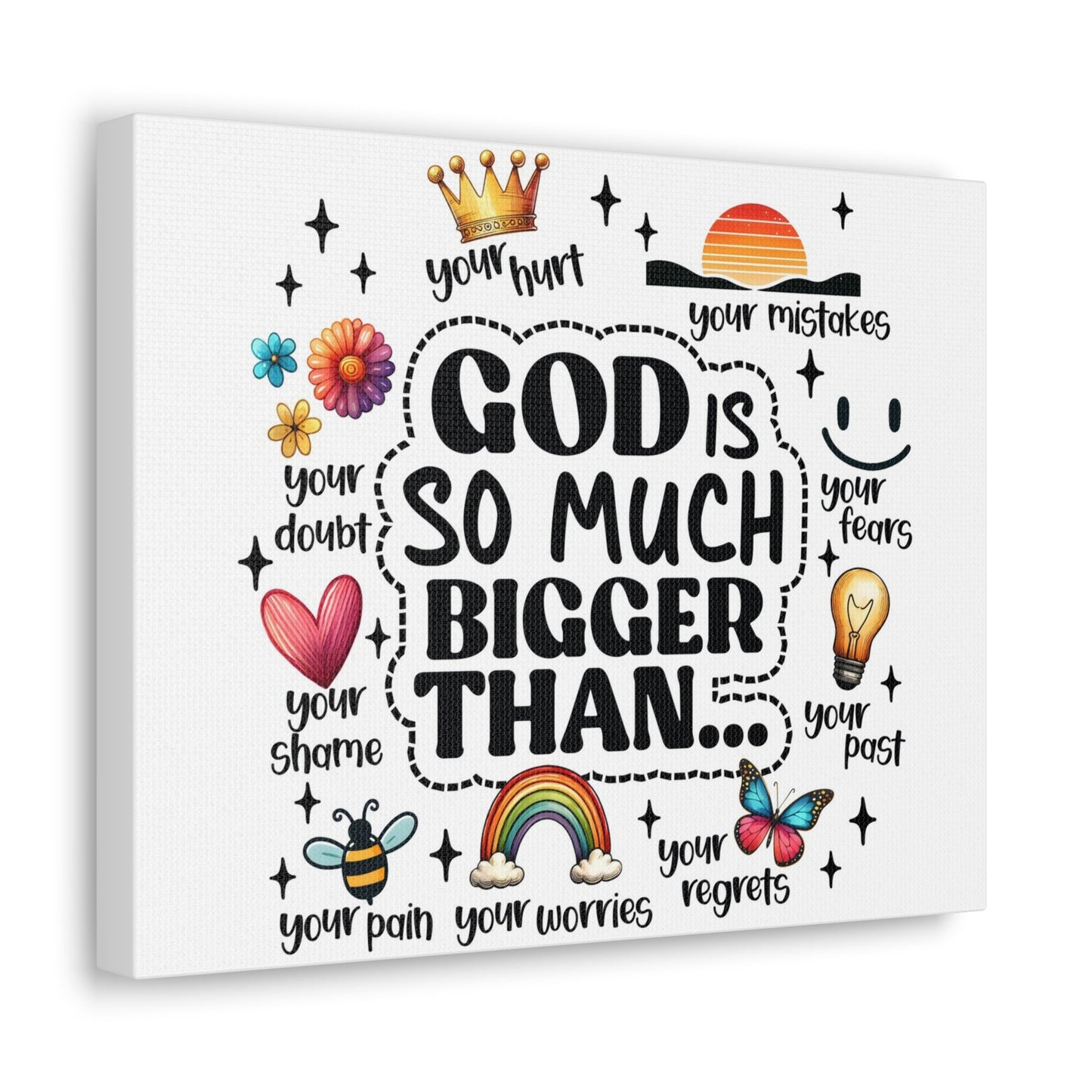 Scripture Walls God Bigger Than Everything Bible Verse Canvas Christian Wall Art Ready to Hang Unframed-Express Your Love Gifts