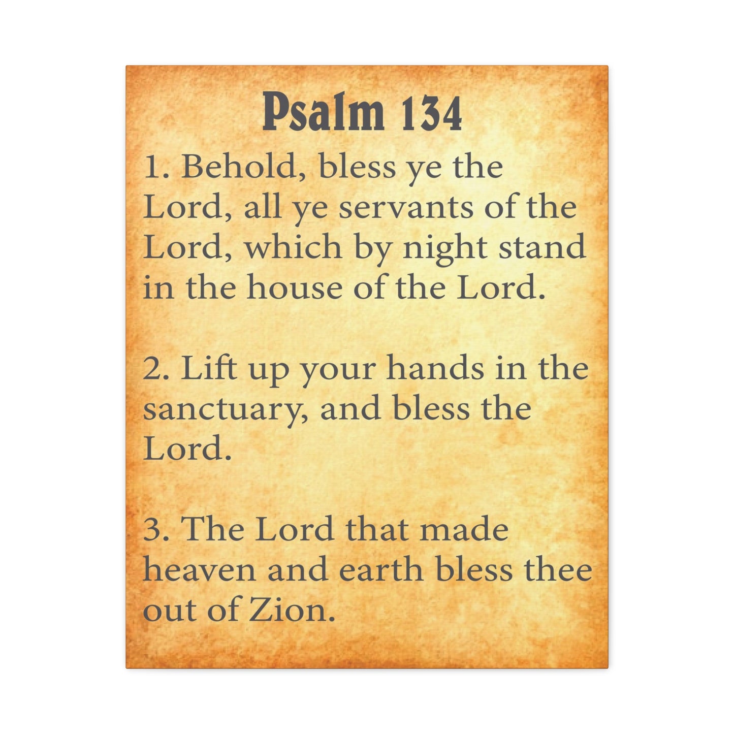 Psalm 134 Gold Bible Chapter Canvas Christian Wall Art Ready to Hang