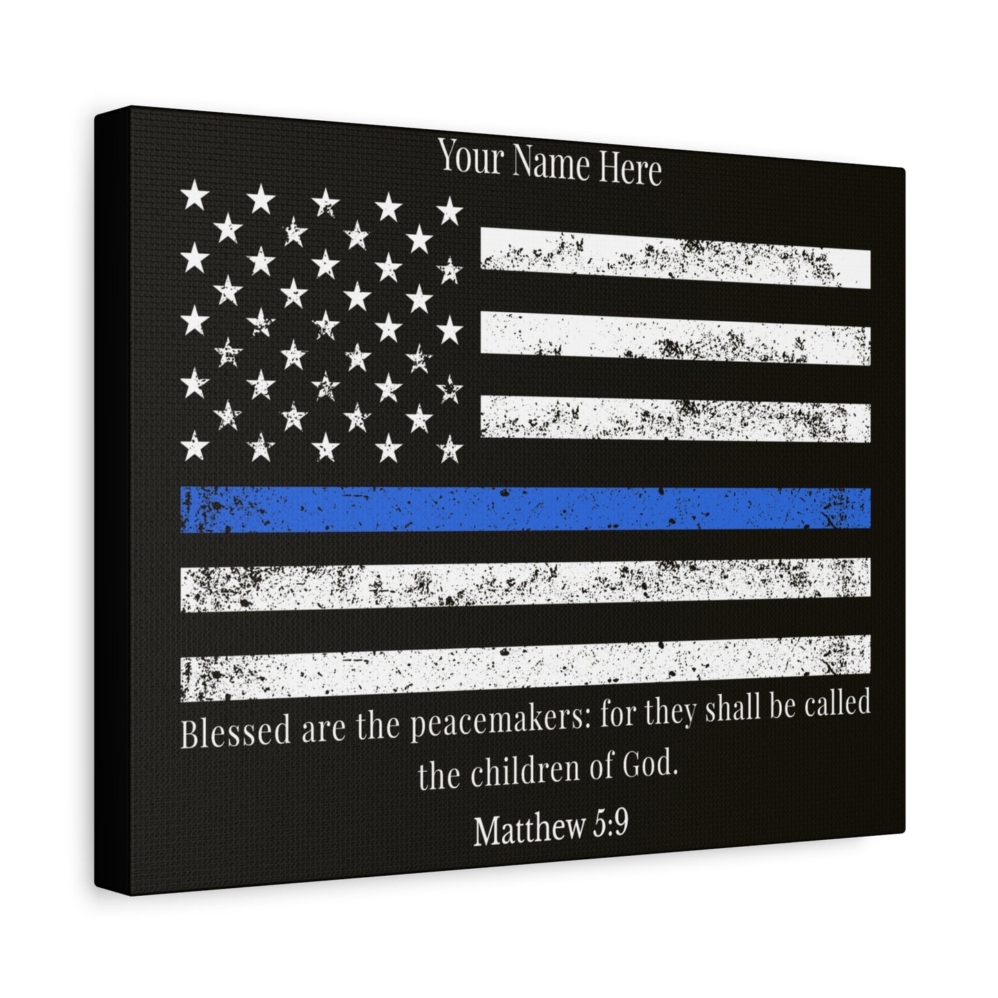 Personalized Matthew 5:9 Police Officer Badge Bible Canvas Christian Wall Art Ready to Hang Unframed