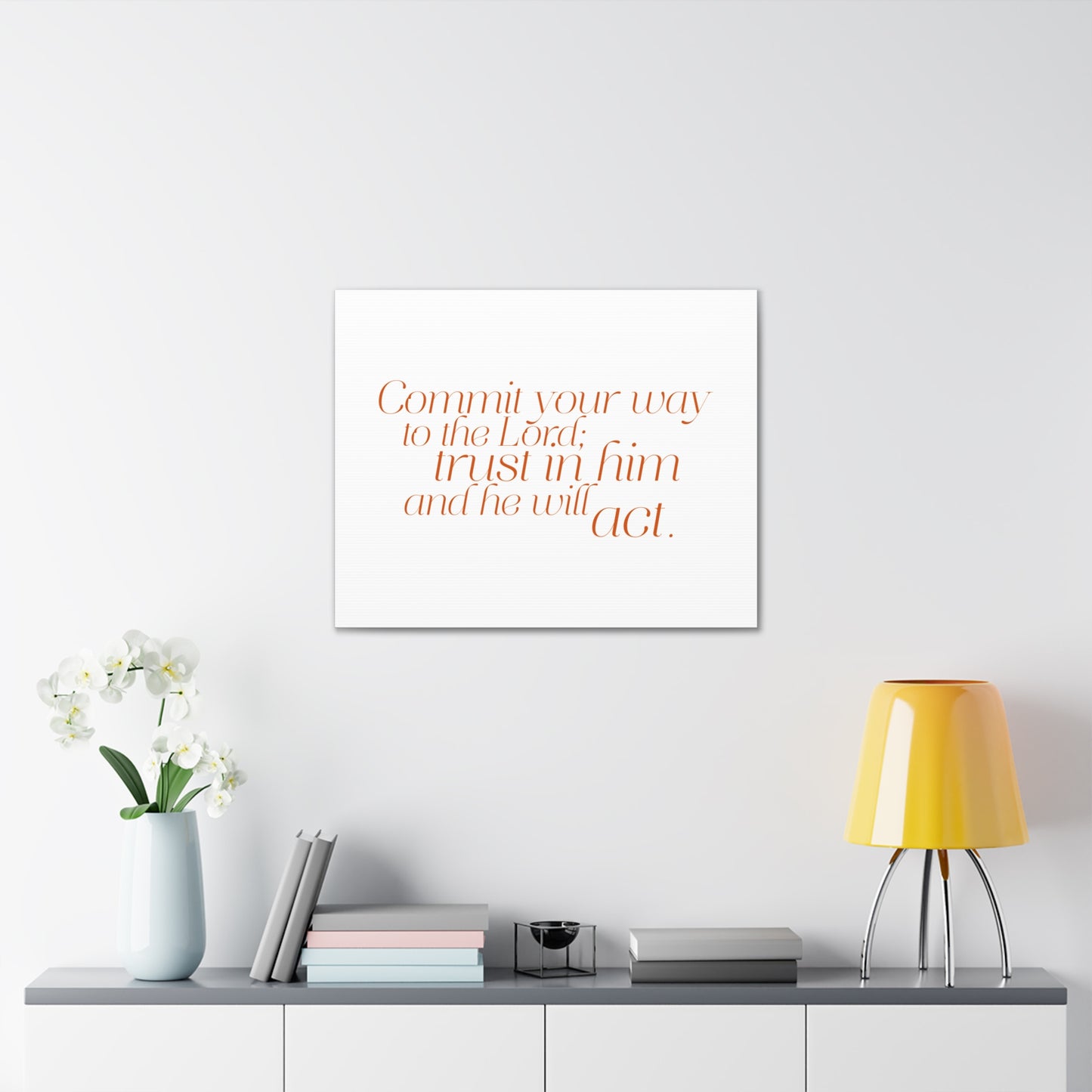 Your Way to The Lord Orange Psalm 37:5 Bible Verse Canvas Christian Wall Art Ready to Hang