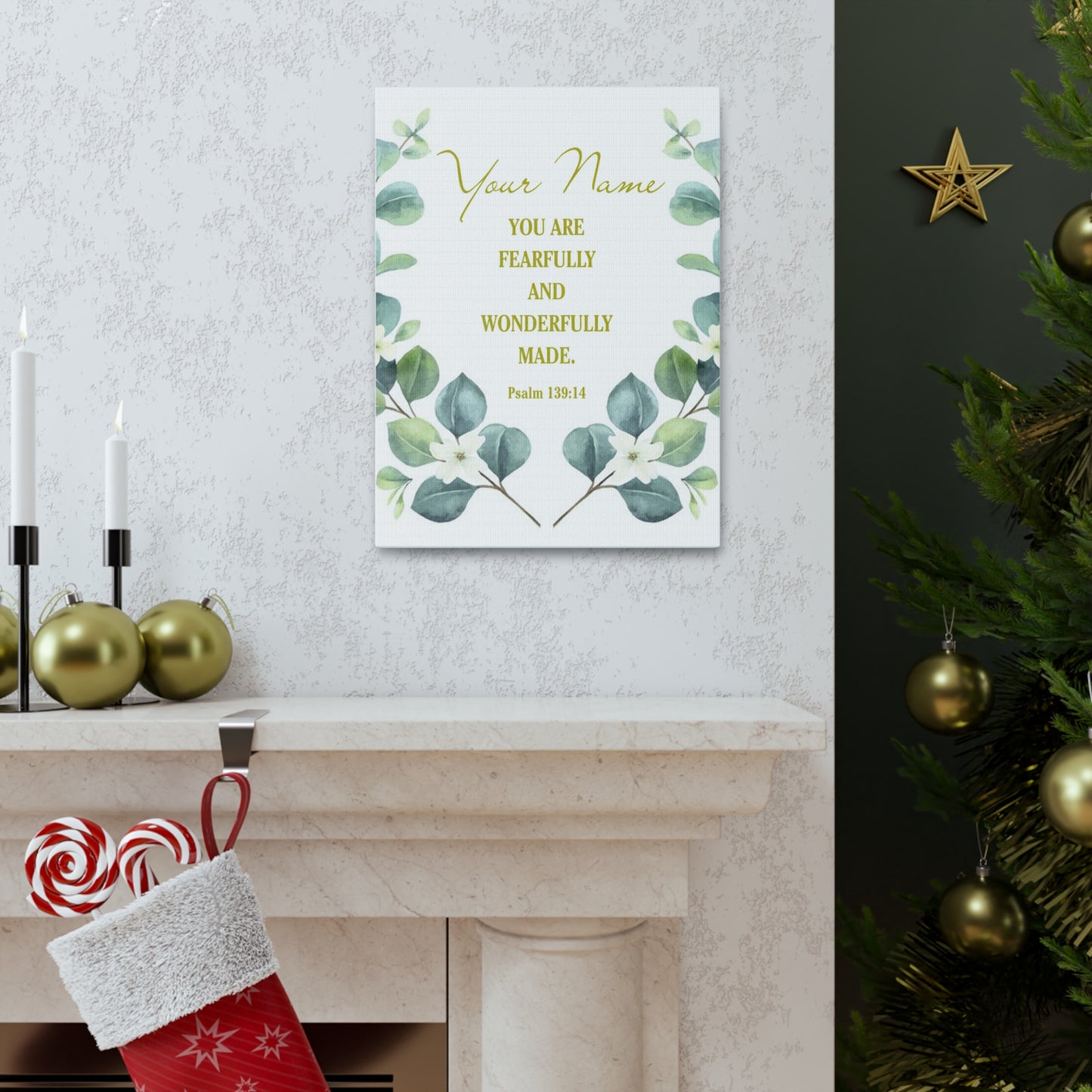 Personalized Psalm 139:14 Bible Verse Canvas Christian Wall Art Ready to Hang
