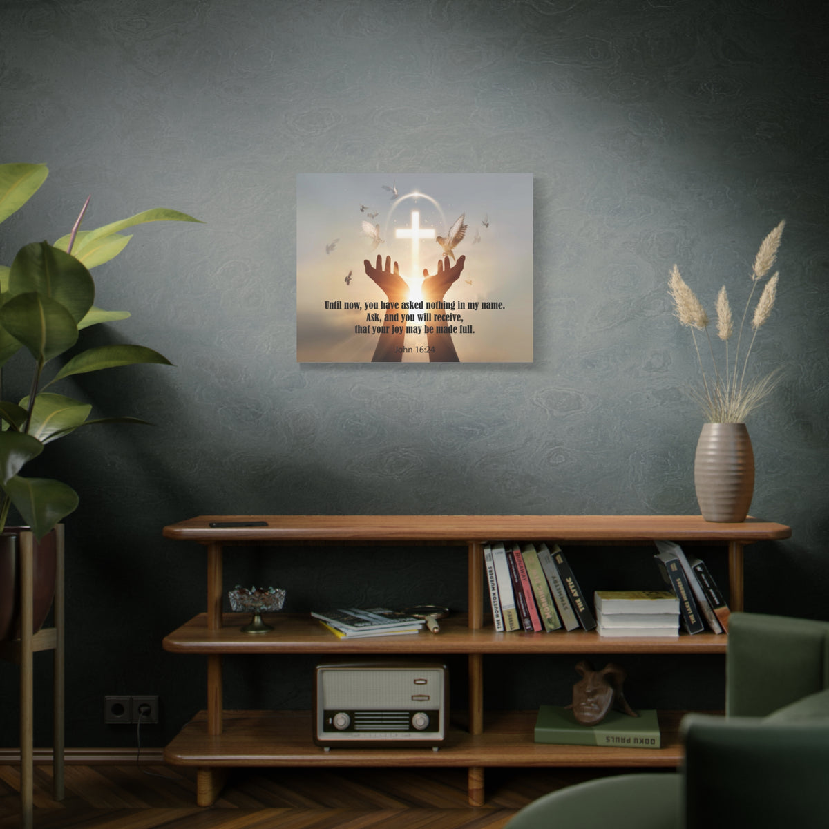 Scripture Canvas You Have Asked Nothing John 16:24 Christian Wall Art Bible Verse Print Ready to Hang