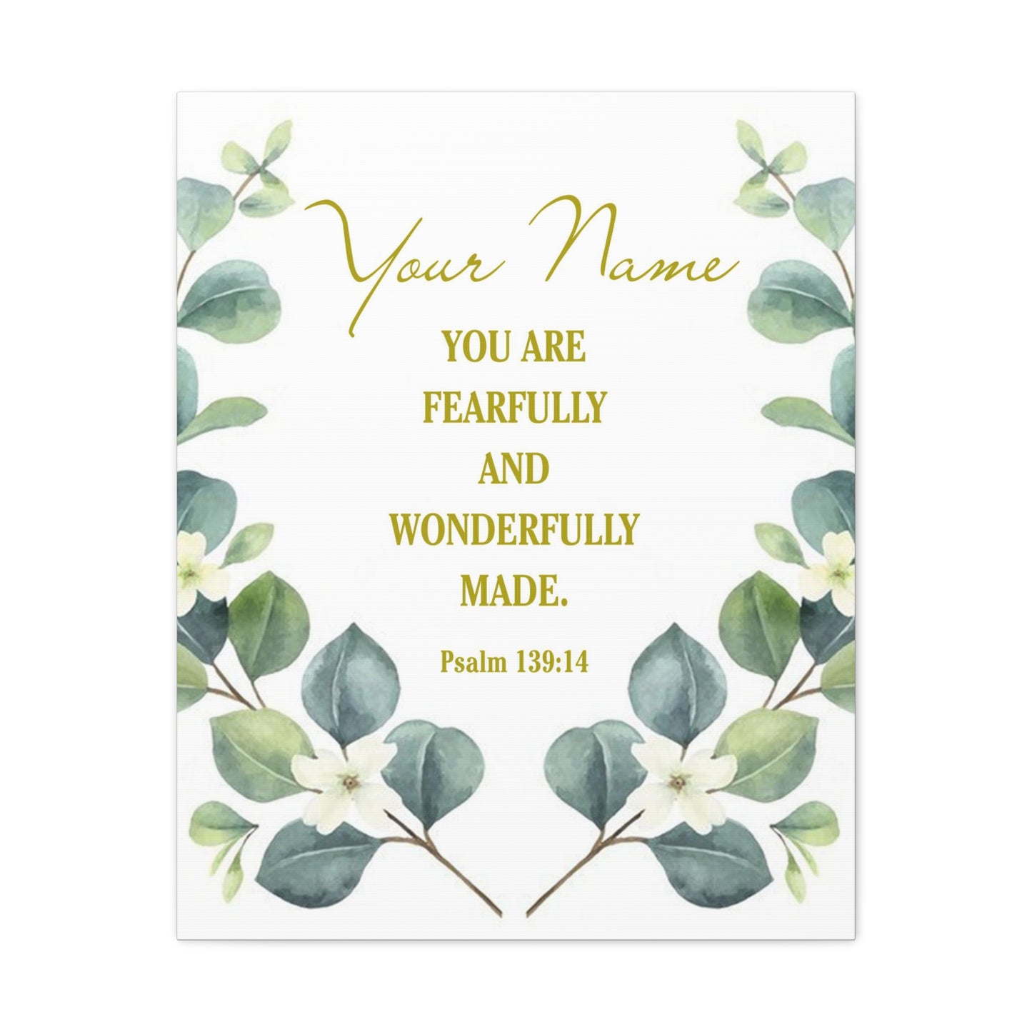 Personalized Psalm 139:14 Bible Verse Canvas Christian Wall Art Ready to Hang