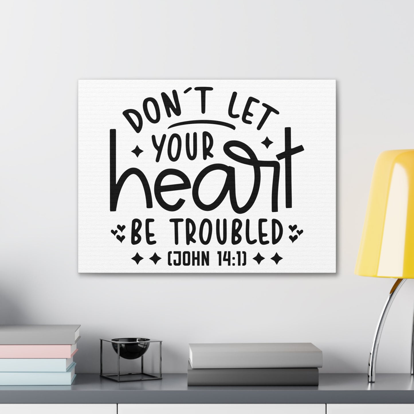 Your Heart John 14:1 Star Heart Bible Verse Canvas Christian Wall Art Ready to Hang