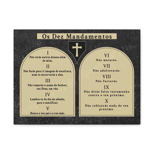 Scripture Walls 10 Commandments Portuguese Tablets Bible Verse Canvas Christian Wall Art Ready to Hang Unframed