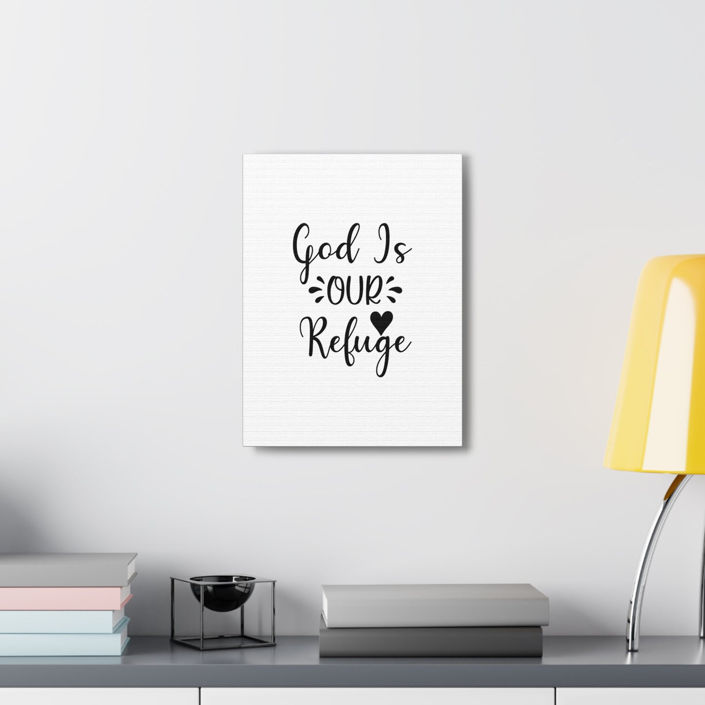God Is Our Refuge Psalm 46:1 Heart Christian Wall Art Bible Verse Print Ready to Hang