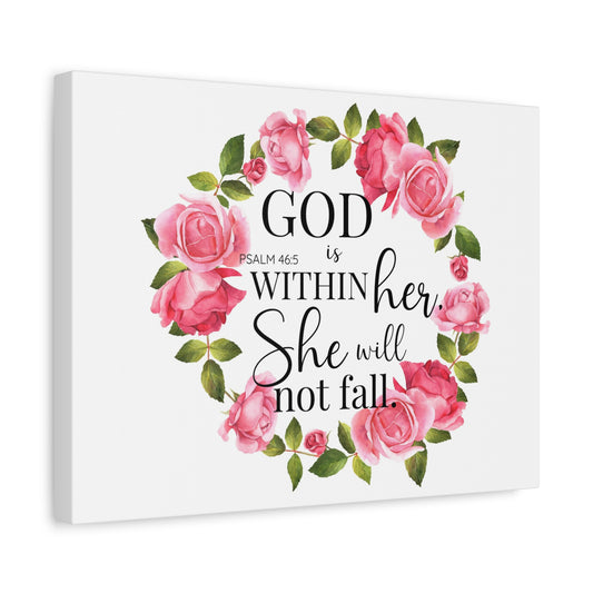 Scripture Walls Psalm 46:5 God is Within Her Bible Verse Canvas Christian Wall Art Ready to Hang Unframed