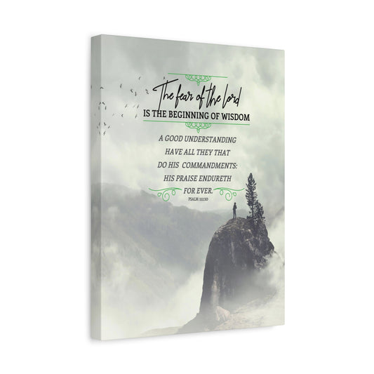 Scripture Canvas The Fear of The Lord Psalm 111:10 Christian Wall Art Bible Verse Print Ready to Hang