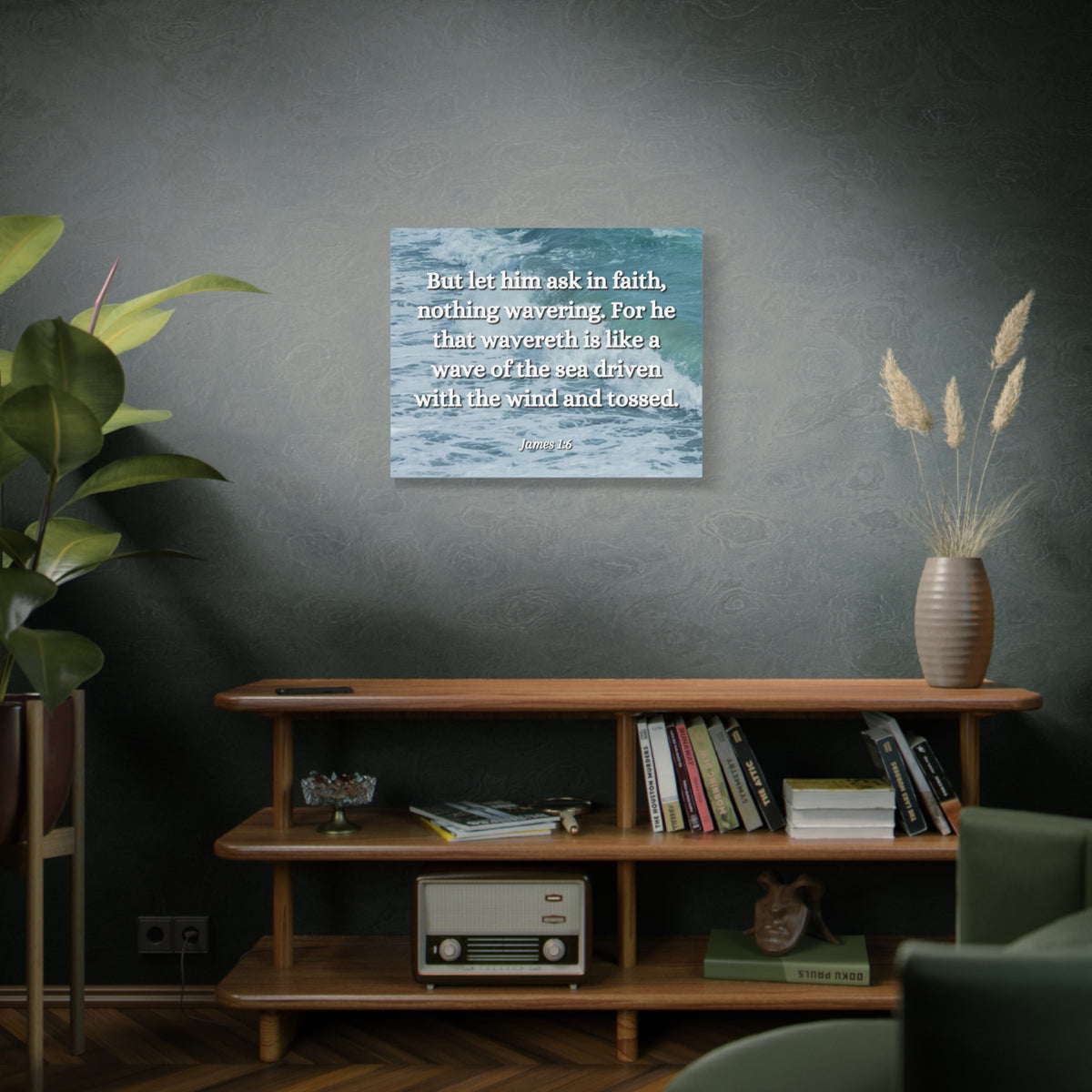 Scripture Canvas Ask In Faith James 1:6 Christian Wall Art Bible Verse Print Ready to Hang