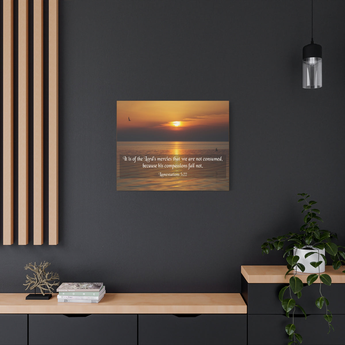 Scripture Canvas Lord's Mercies Lamentations 3:22 Christian Wall Art Bible Verse Print Ready to Hang