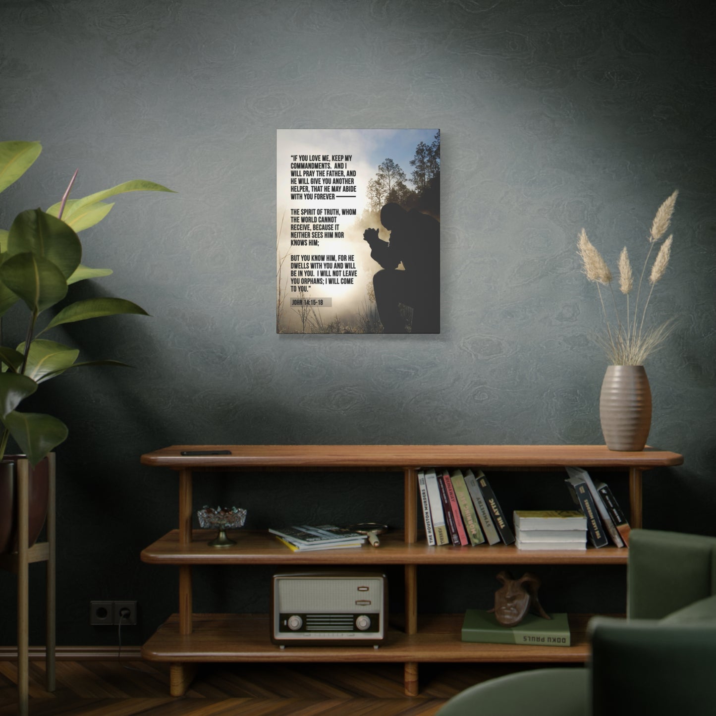 Scripture Canvas Keep my Commandments John 14:15-18 Christian Wall Art Bible Verse Print Ready to Hang