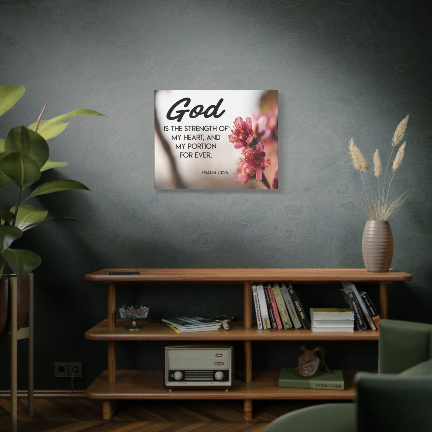Bible Verse Canvas God is My Strength Psalm 73:26 Wall Art Christian Home Decor
