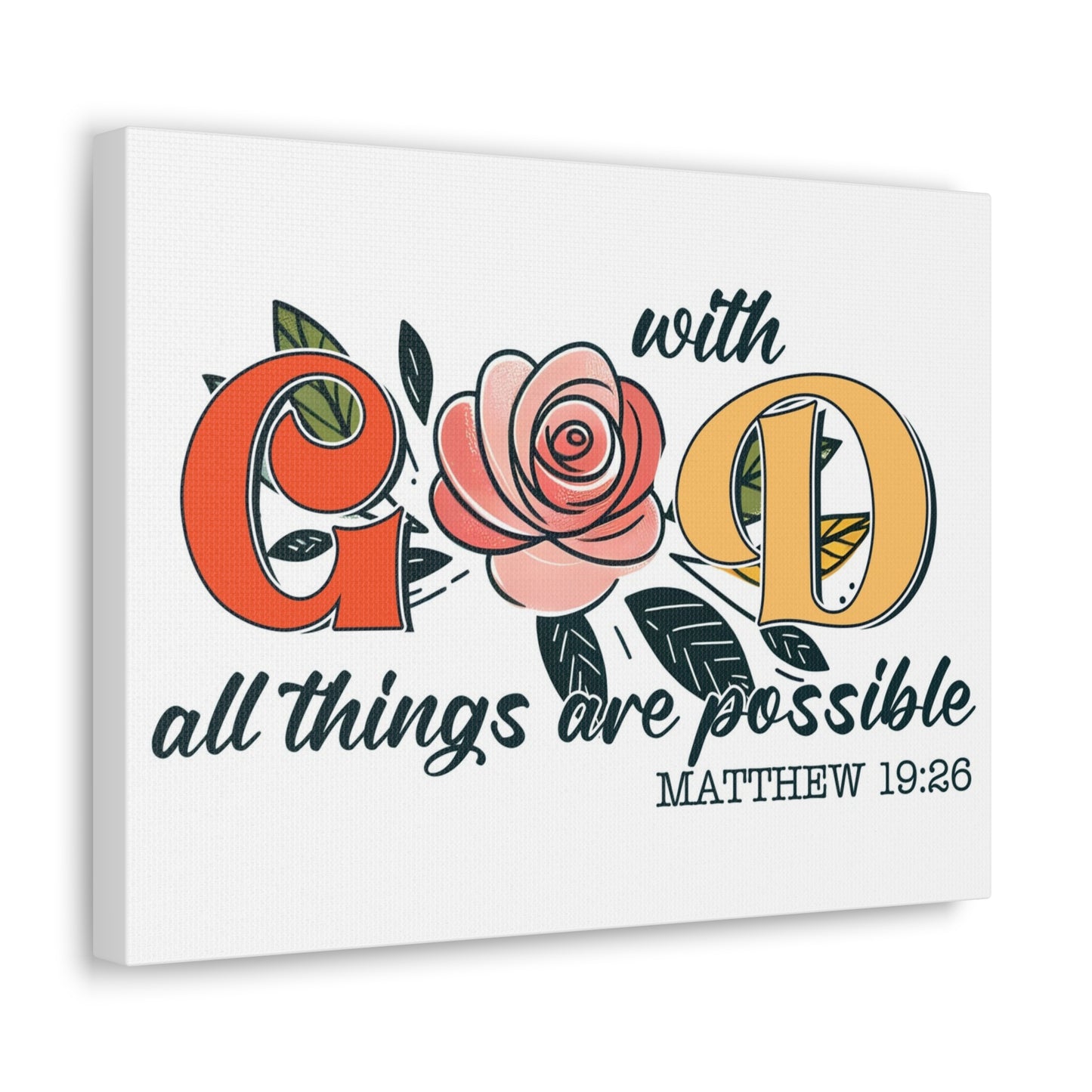 Matthew 19:26 All Things are Possible Bible Verse Canvas Christian Wall Art Ready to Hang Unframed